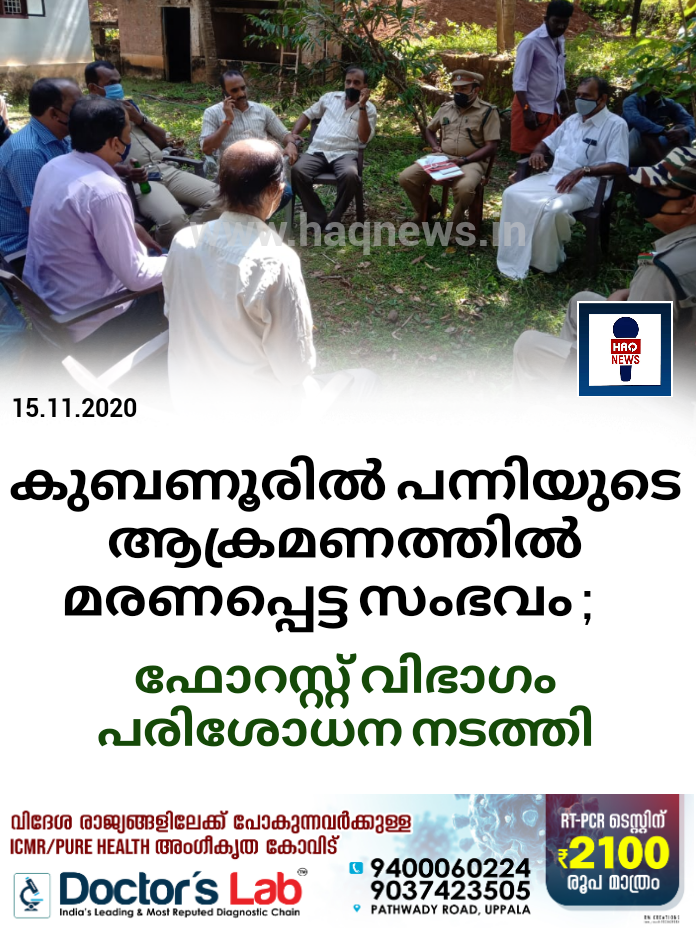 കുബണൂരിൽ പന്നിയുടെ ആക്രമണത്തിൽ മരണപ്പെട്ട സംഭവം ;  ഫോറസ്റ്റ് വിഭാഗം പരിശോധന നടത്തി