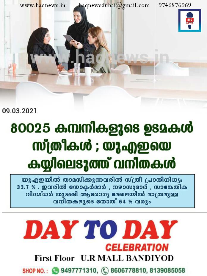 80025 കമ്പനികളുടെ ഉടമകൾ സ്ത്രീകൾ ; യുഎഇയെ കയ്യിലെടുത്ത് വനിതകൾ